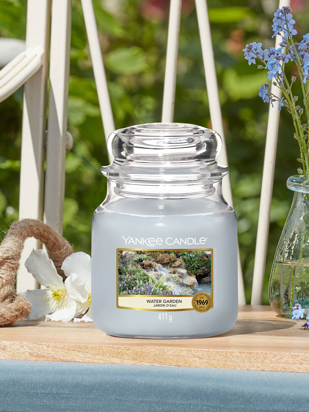 YANKEE CANDLE Water Garden Scented 1 Wick Scented Solid Geometric Regular Jar Candles