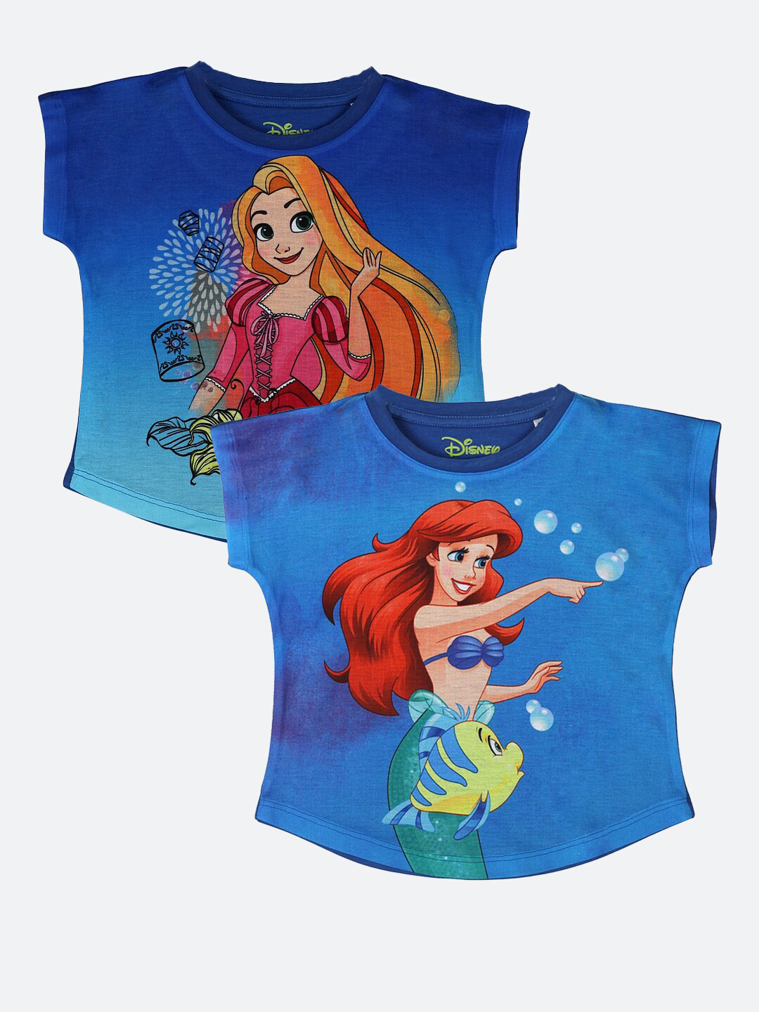 YK Disney Girls Blue Print Extended Sleeves Top