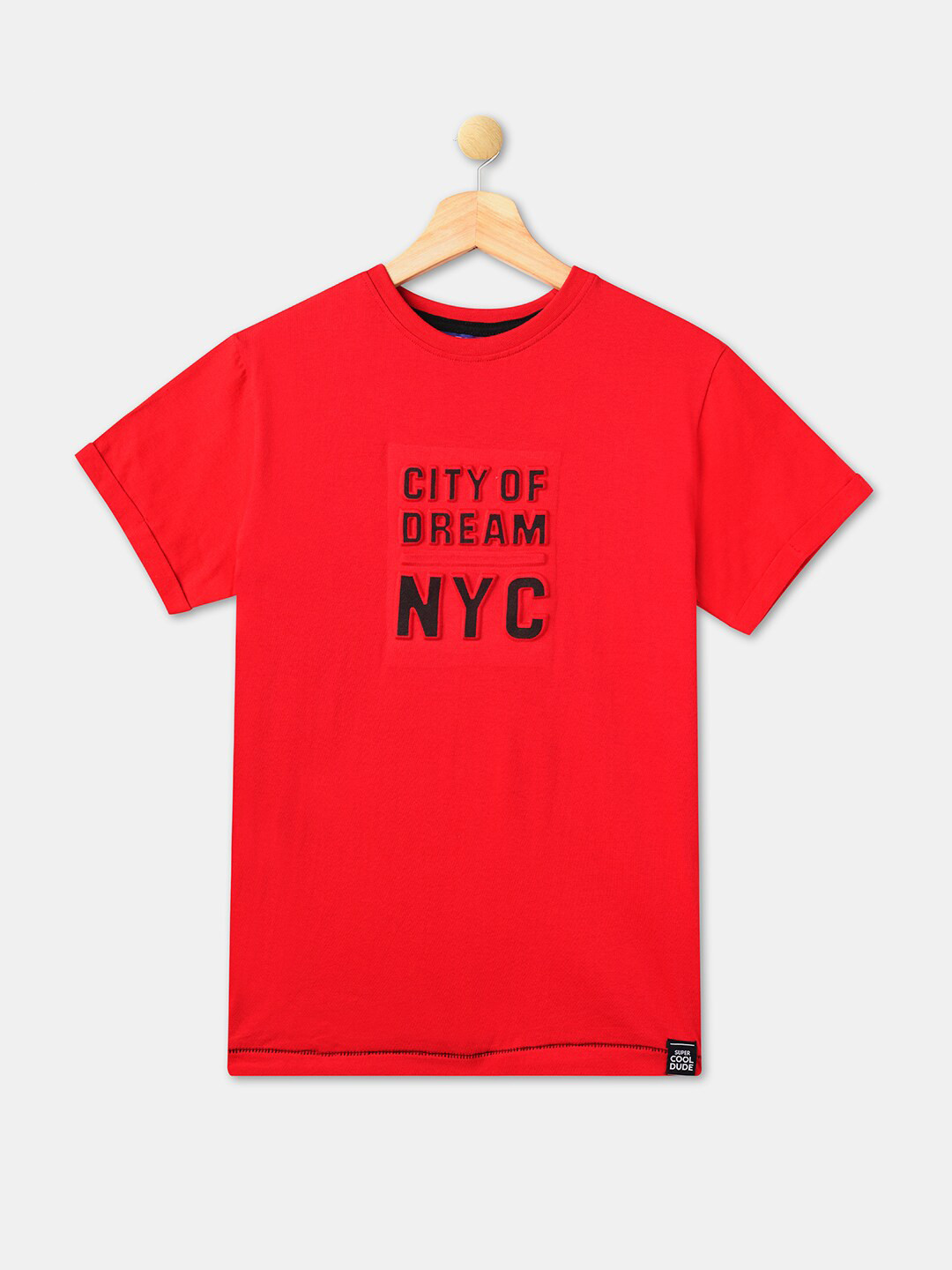 R&B Boys Red Cotton Printed T-shirt