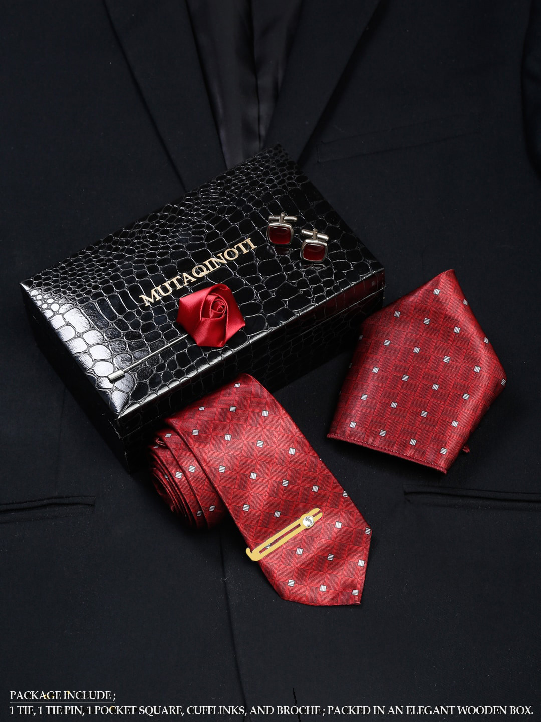 MUTAQINOTI Men Formal Accessory Gift Set