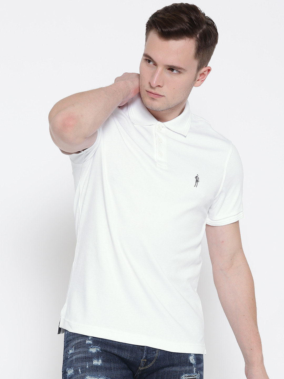 Buy Jockey Men White Solid Polo Collar 