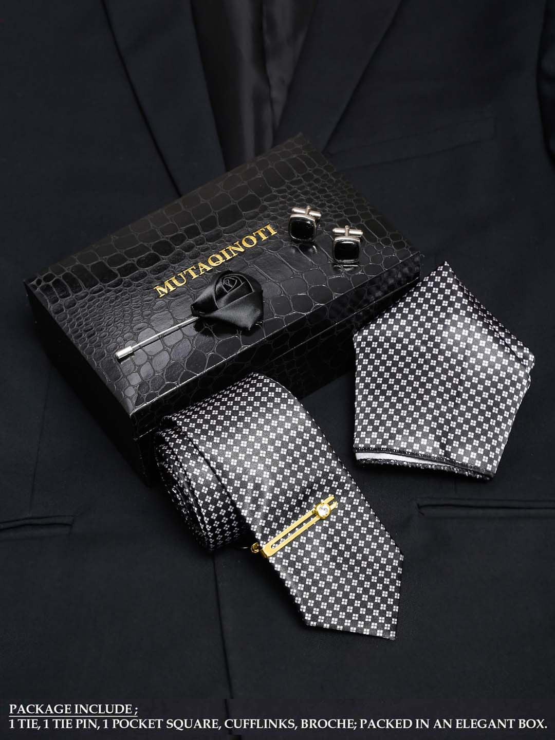 MUTAQINOTI Men Necktie Accessory Gift Set