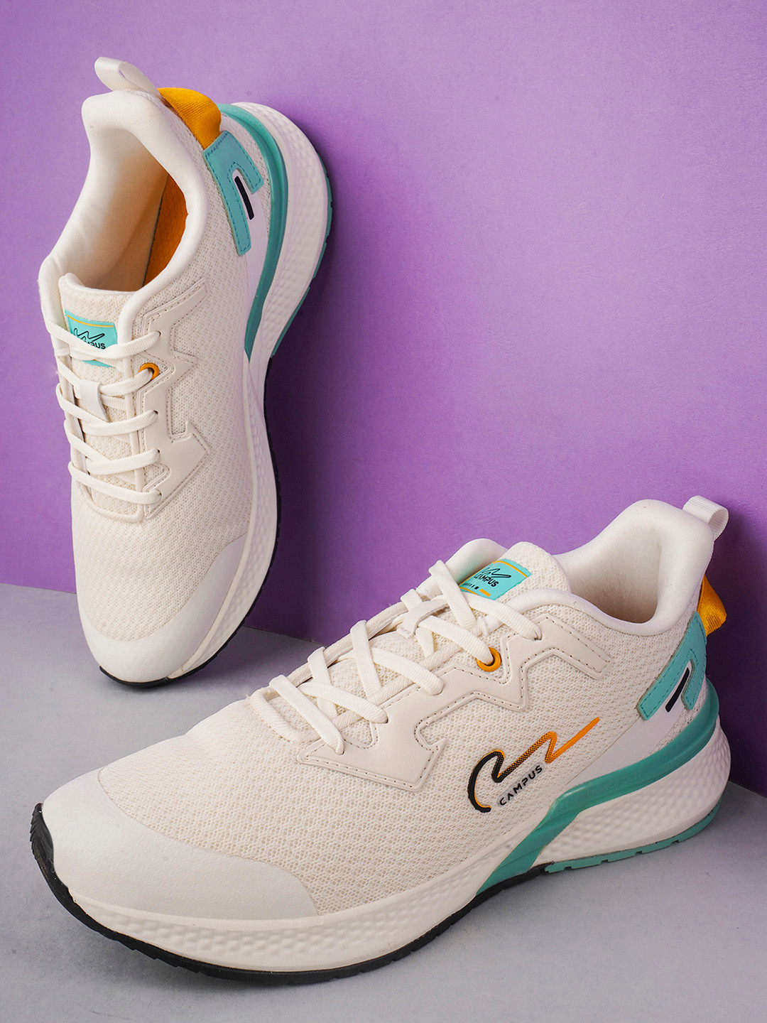 Campus Men CAMP PAUL Off White Mesh Running Shoes