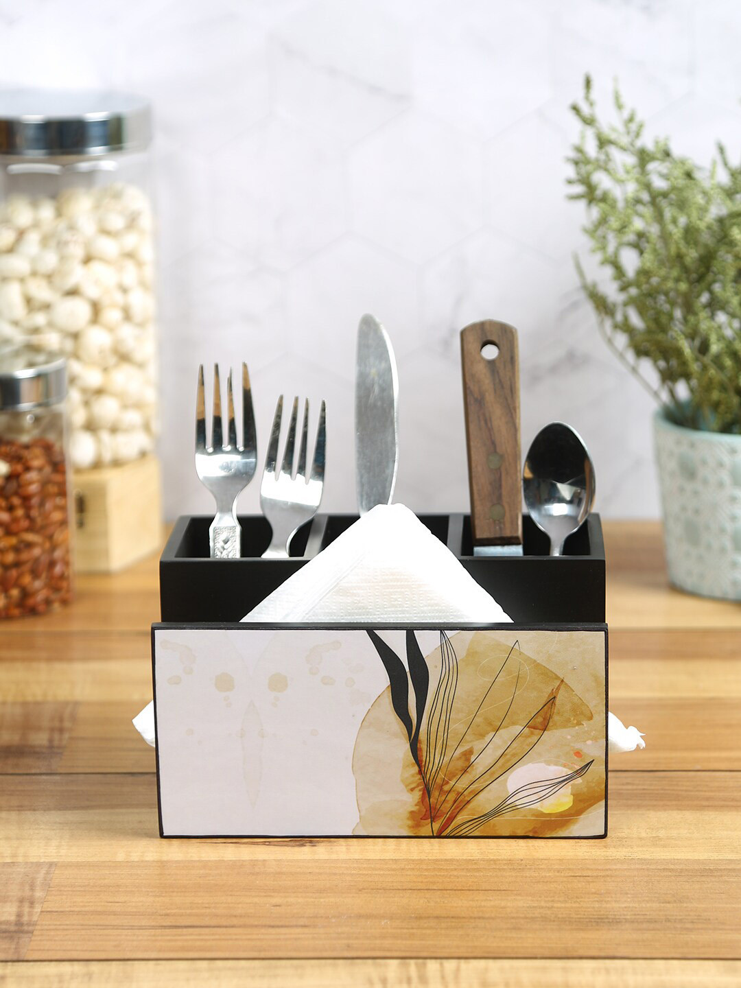 Reinvention Factory Autumn Wooden Cutlery Tissue Holder