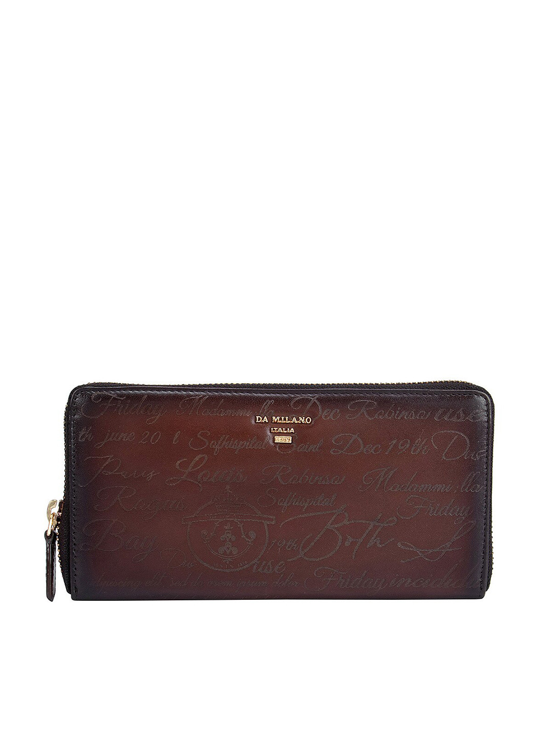 Da Milano Women Brown Textured Leather Two Fold Wallet