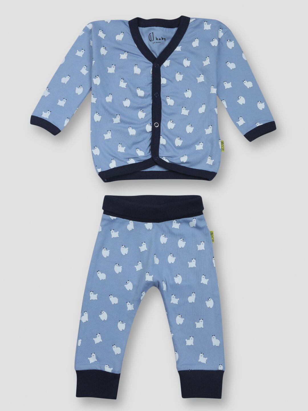 Gini and Jony Girls Blue & White Printed Cotton Top with Pyjamas
