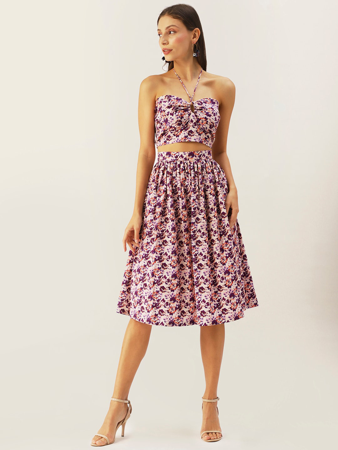 DressBerry Women Pink & Purple Printed Co-Ords