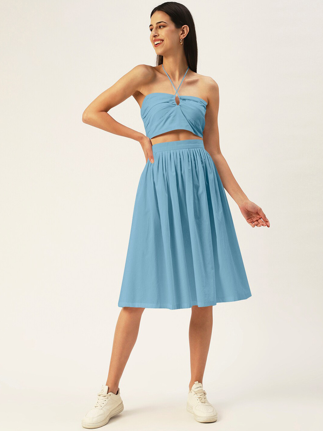 DressBerry Women Blue Solid Co-Ords