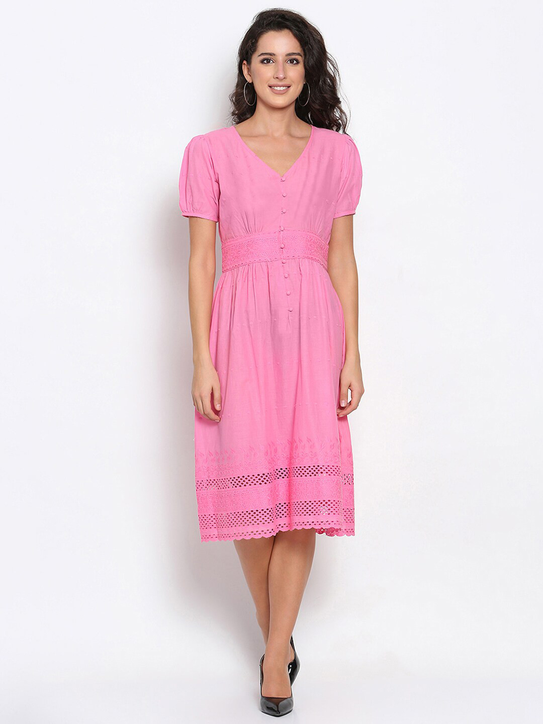 MARC LOUIS Women Pink Midi Dress