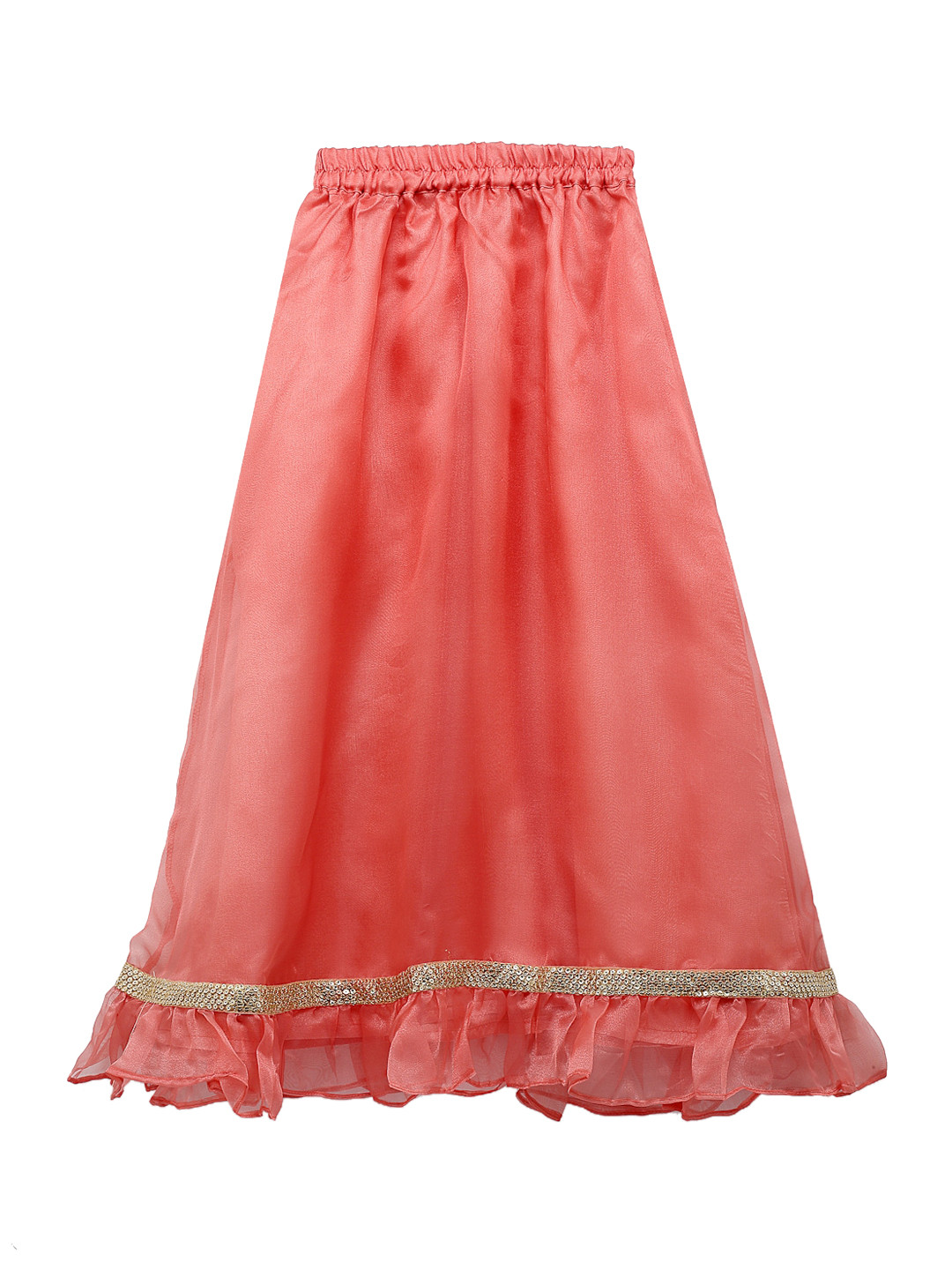 studio rasa Girls Coral Solid Embellished Ruffle