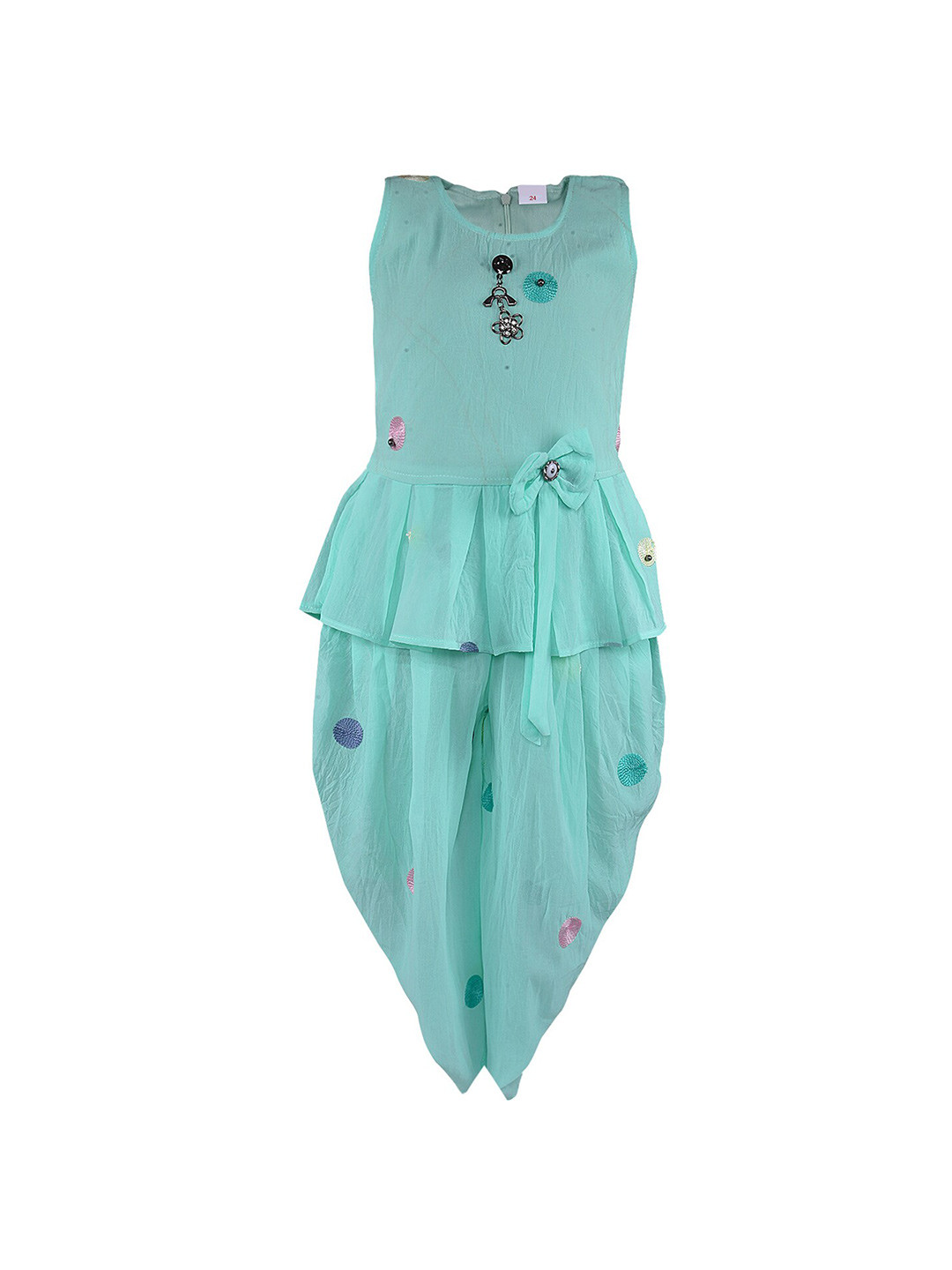 Wish Karo Girls Blue Top with Dhoti Pants