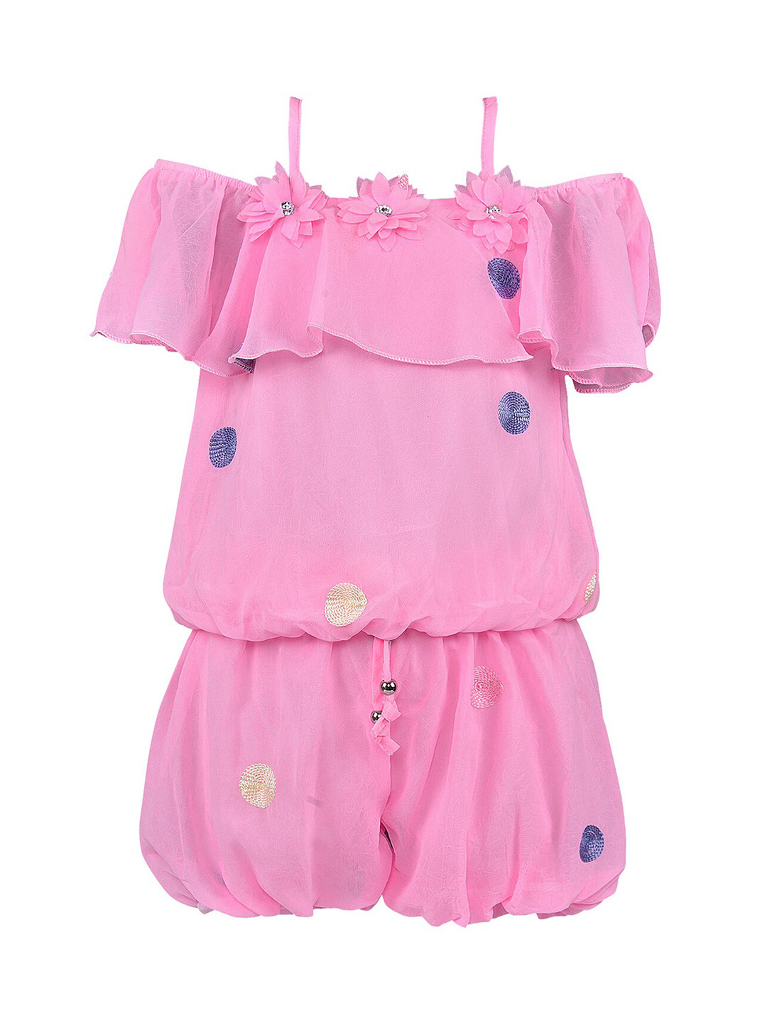 Wish Karo Girls Pink & Blue Printed Top with Short