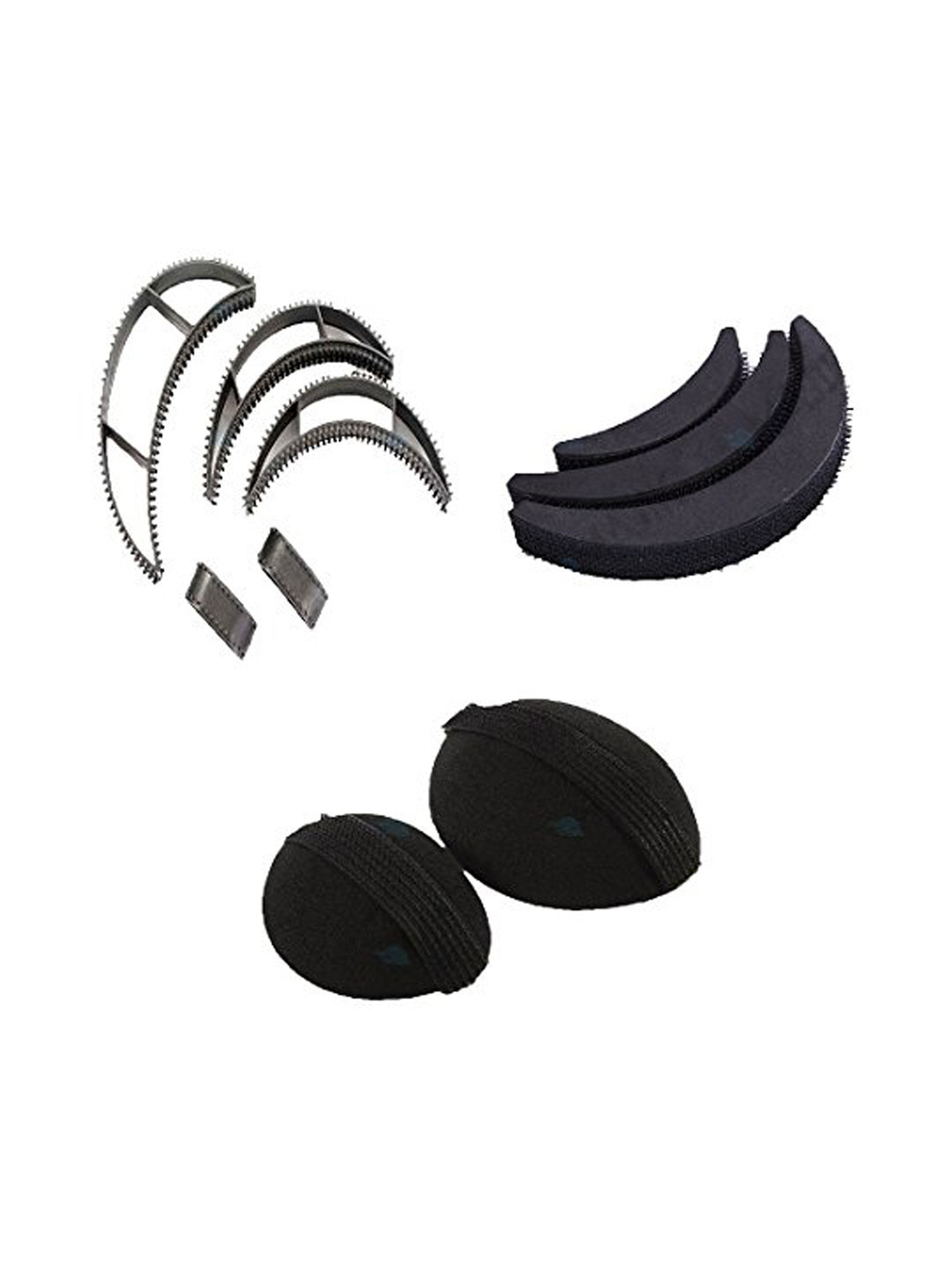 CHRONEX Black Set Of 10 Hair Puff With Hair Base & Hair Bumpits Hair Accessories