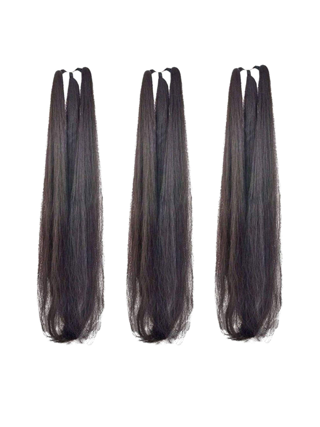 CHRONEX Black Set Of 3 Medium Synthetic Hair Extension
