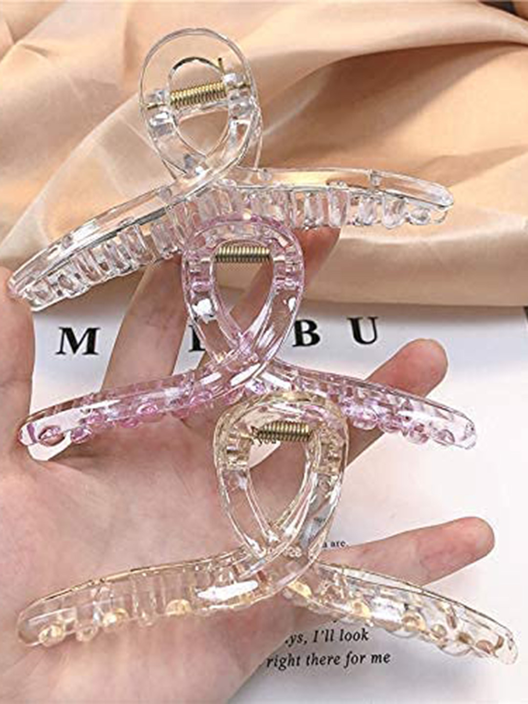 CHRONEX Set Of 6 Large Pearl Hair Claw Clips