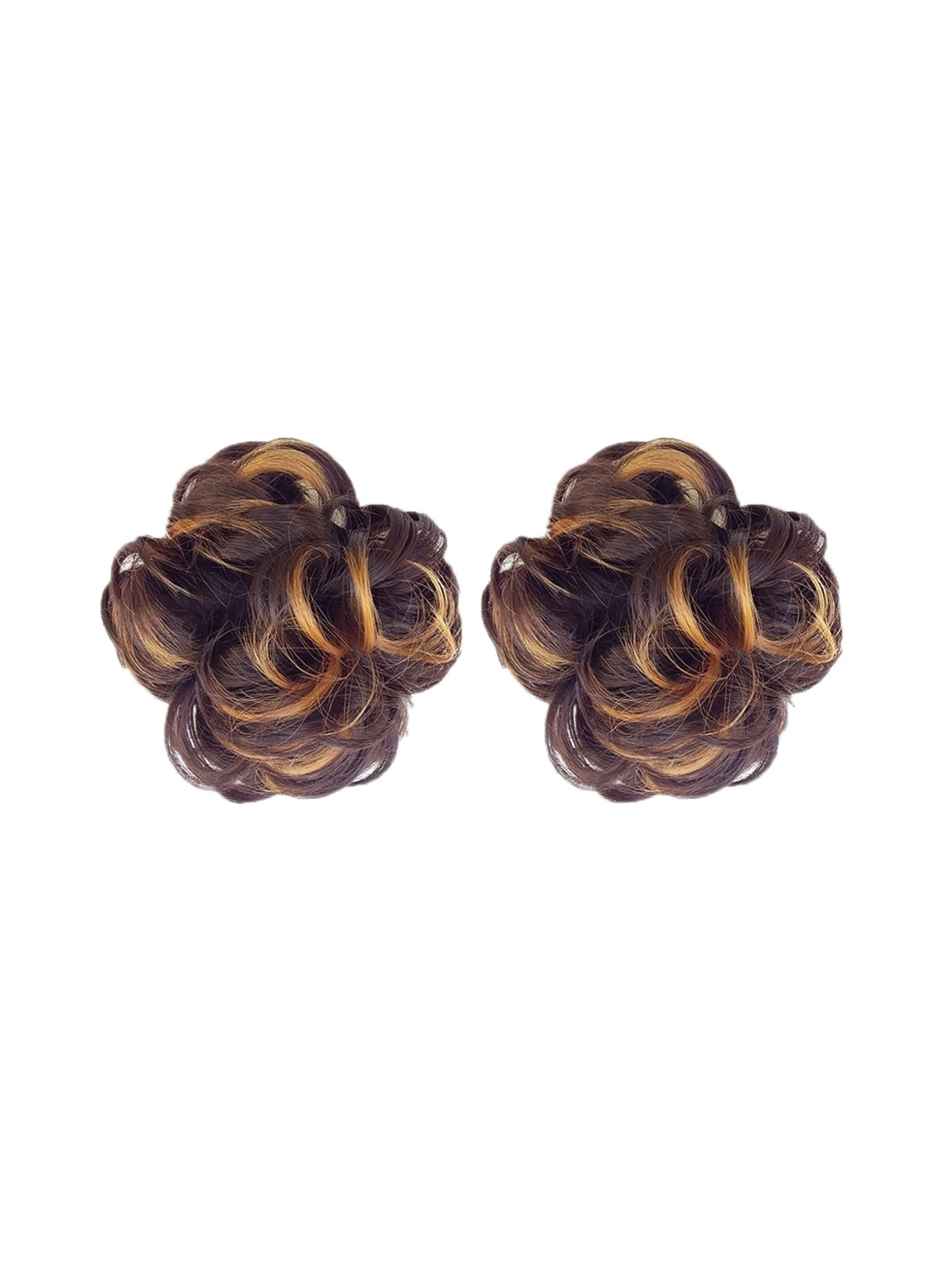 CHANDERKASH  Gold-Coloured Set Of 2 Synthetic Highlighter Hair Clutcher Juda Extension
