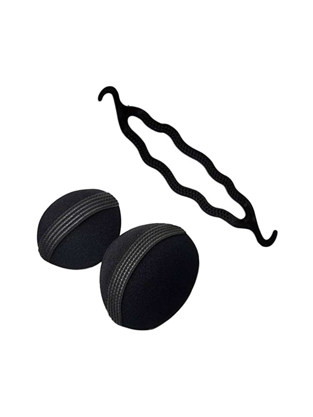 CHANDERKASH Set of 3 Black Nylon Donut Bun Maker Clip