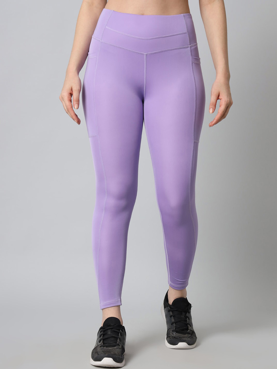 skyria Women Purple Solid High Waist Ankle Length Leggings