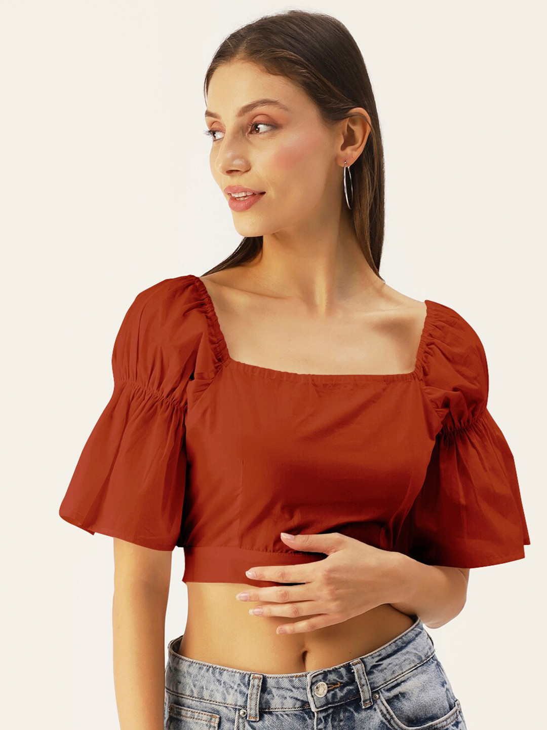 DressBerry Women Rust Crop Top