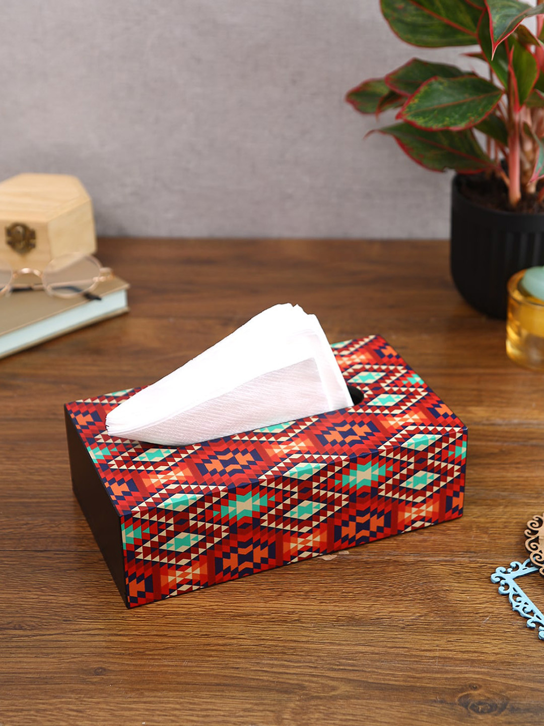Reinvention Factory Ikkat Wooden Tissue Box Holder