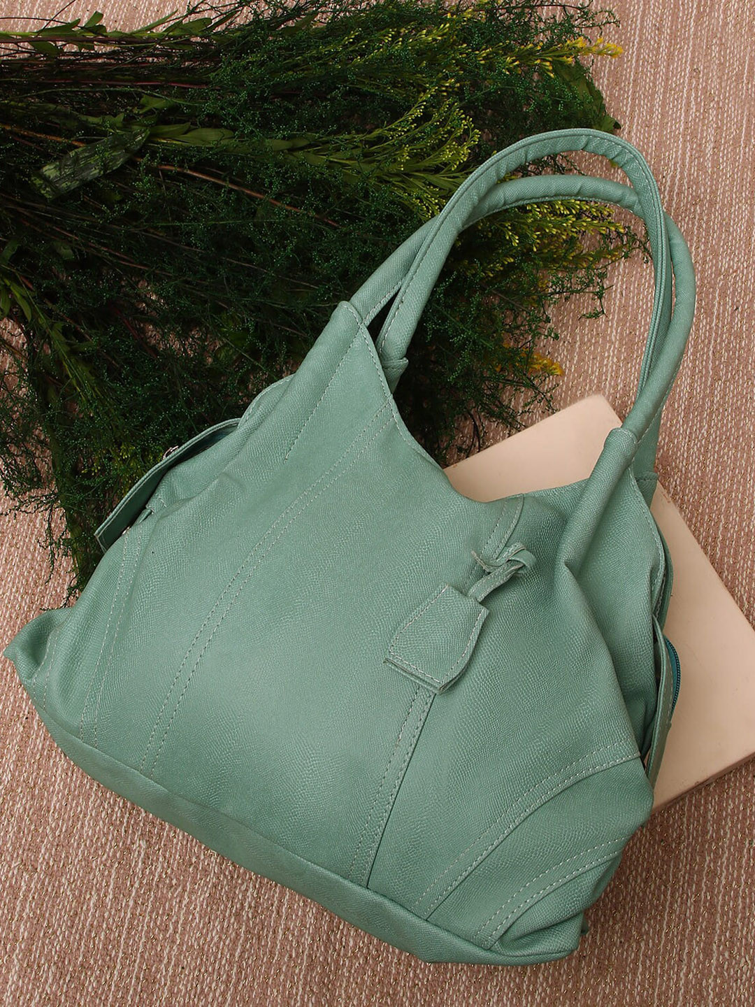Fostelo Turquoise Blue PU Half Moon Hobo Bag