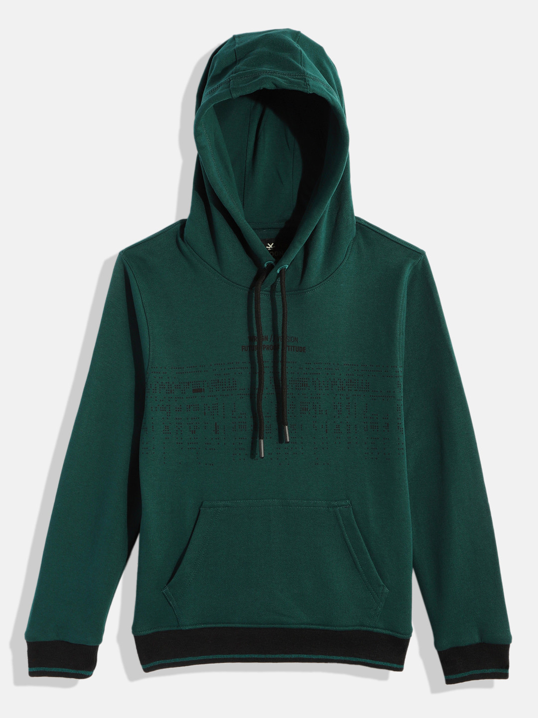 WROGN YOUTH Boys Green Printed Hooded Sweatshirt