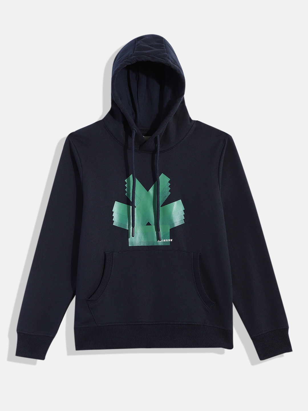 WROGN YOUTH Boys Navy Blue Printed Hooded Sweatshirt