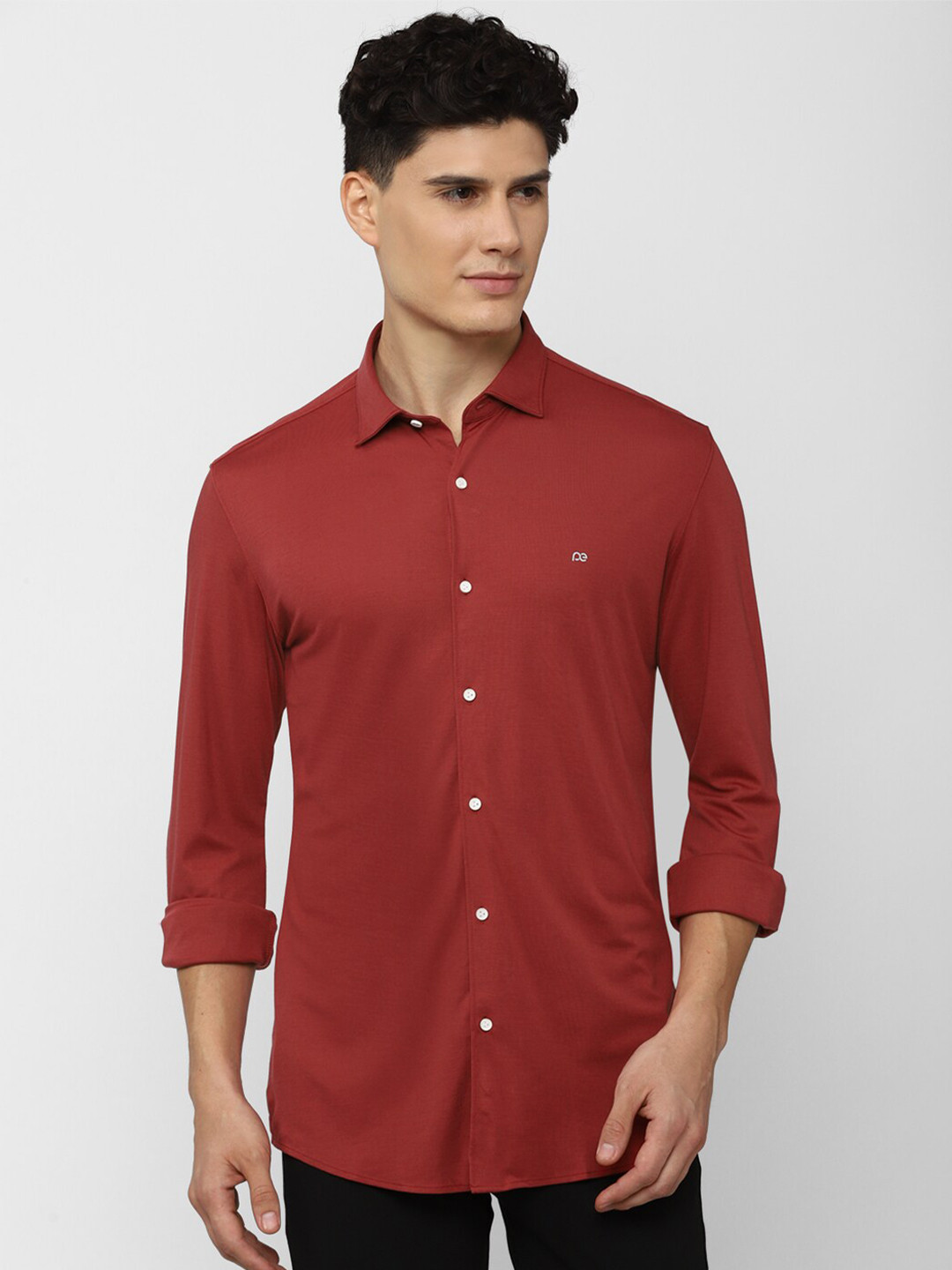 Peter England Men Maroon Slim Fit Formal Shirt
