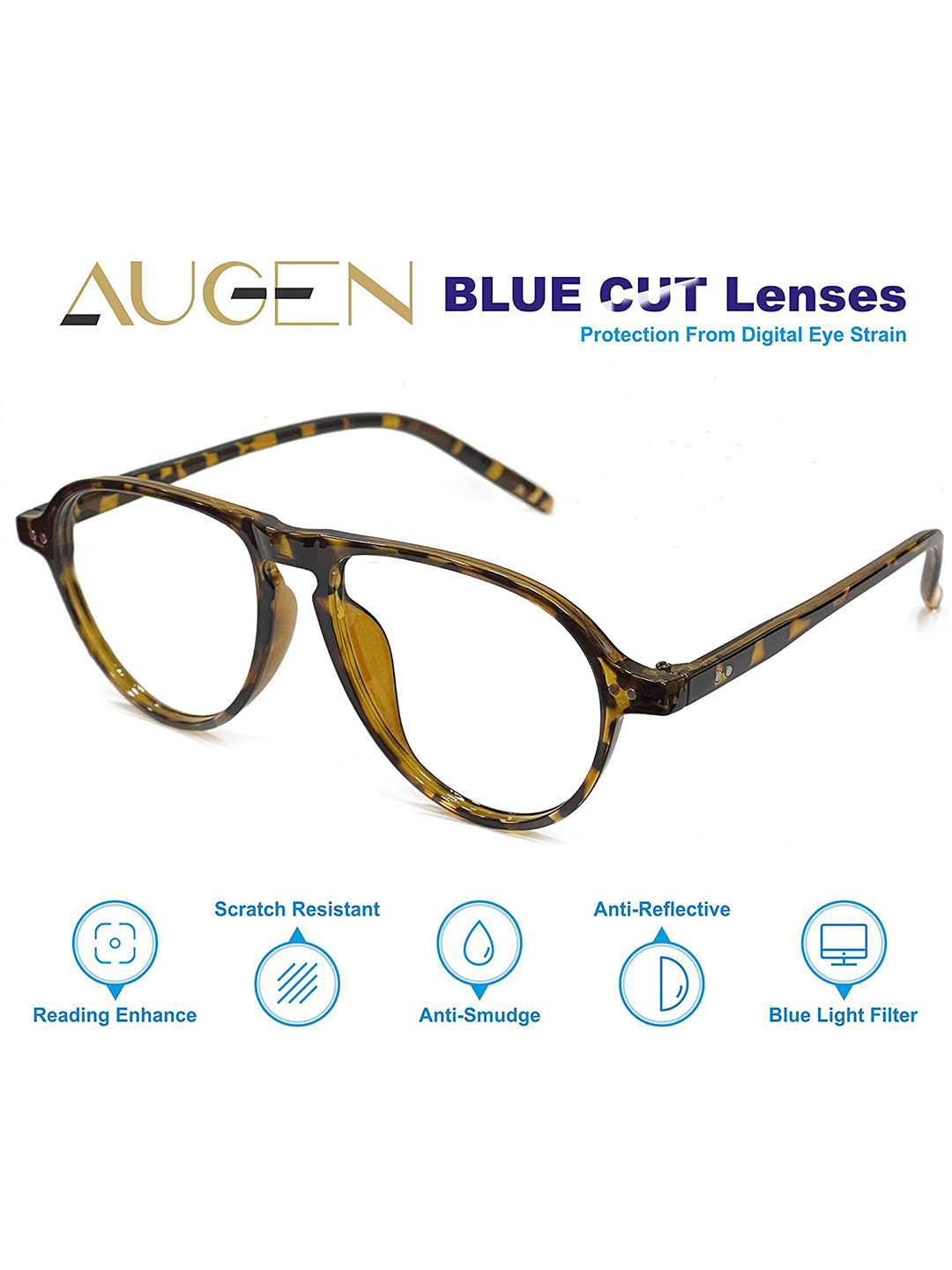 AUGEN Unisex Black & Yellow Abstract Full Rim Aviator Frames VI-BC-108