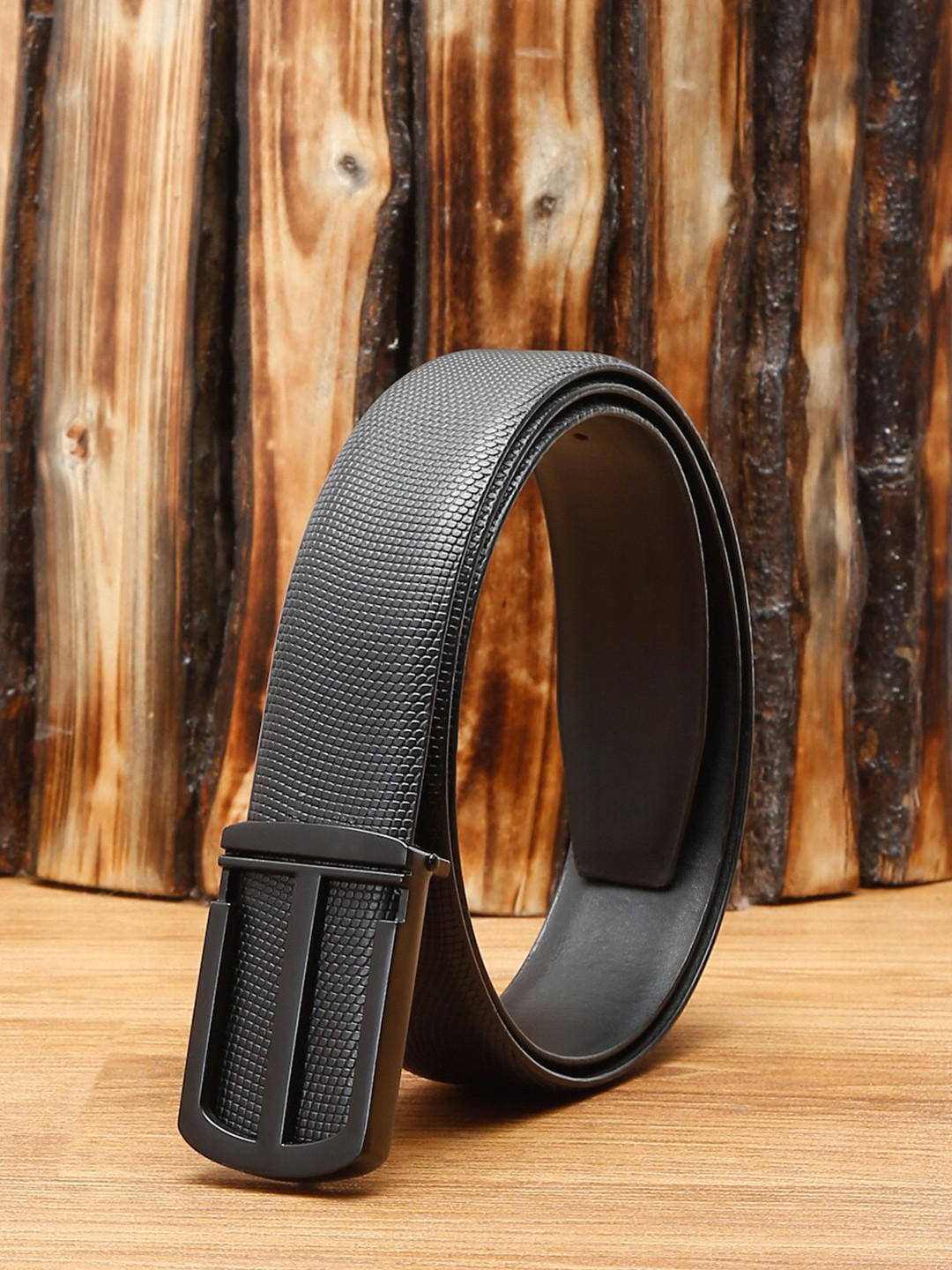 LOUIS STITCH Italian Black Leather Belt