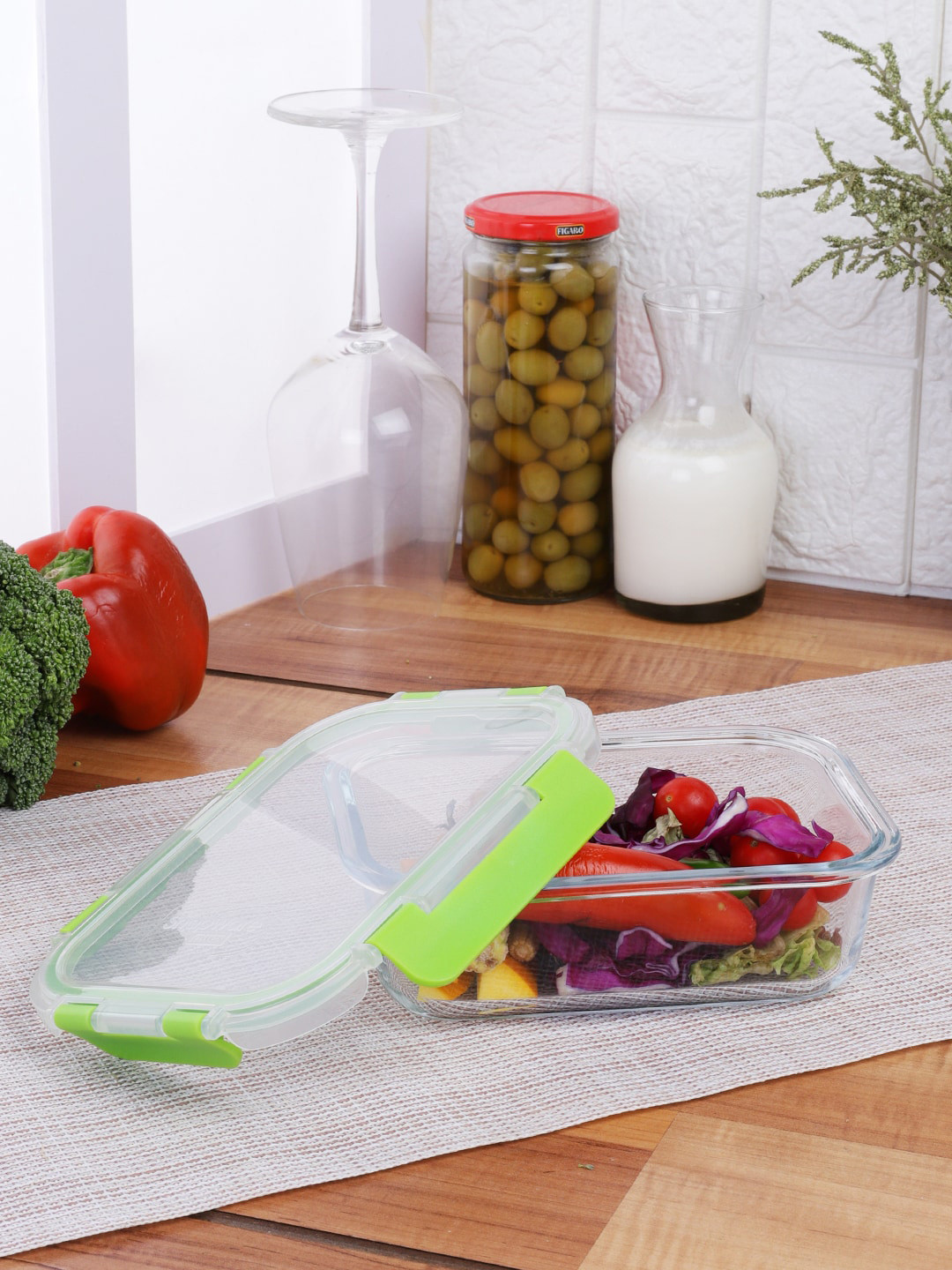 Pyrex New Eco Green Glass Dishwasher Safe Clip-On Jar-660ml