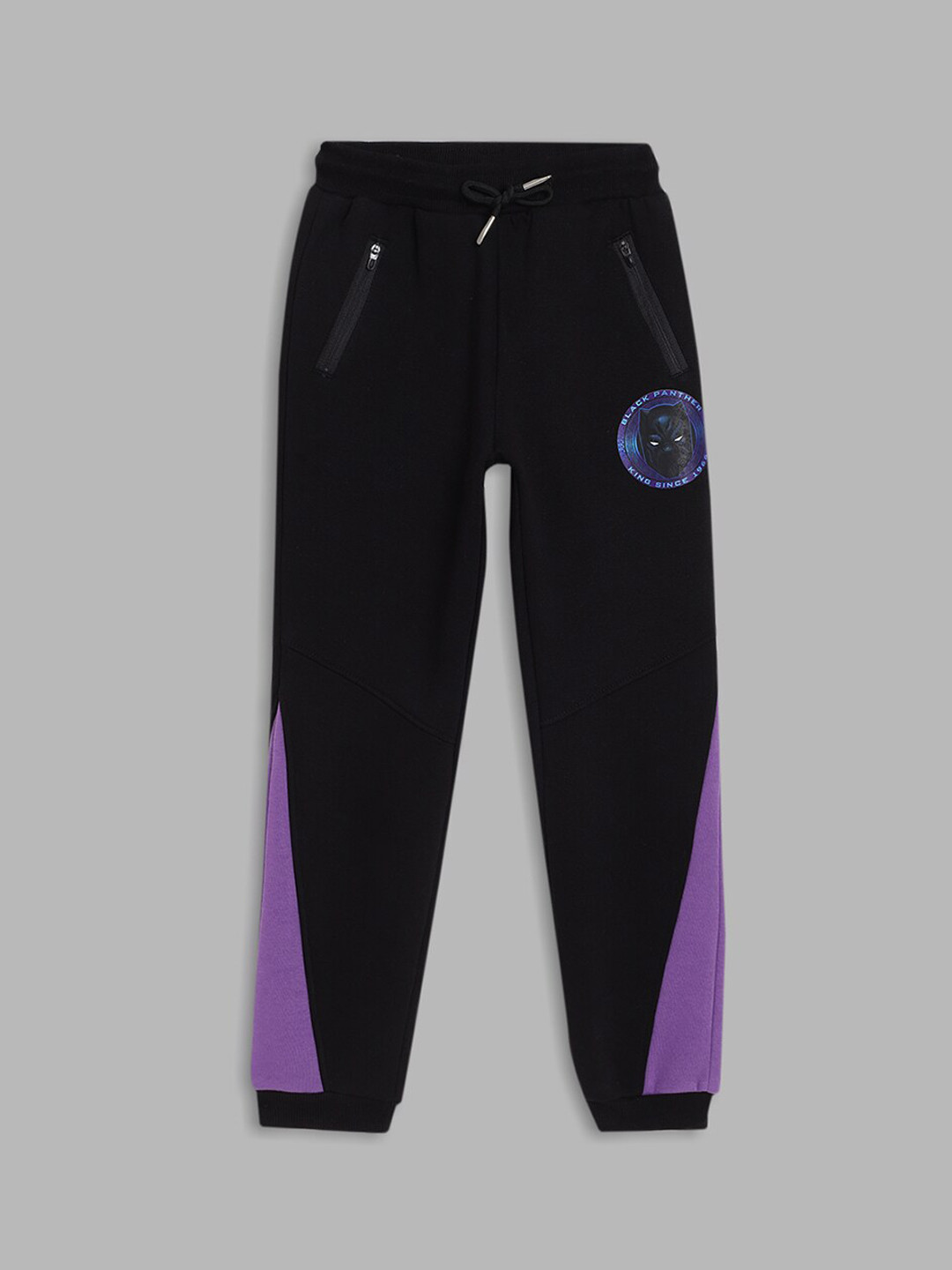 Blue Giraffe Boys Black & Purple Marvel Printed Joggers