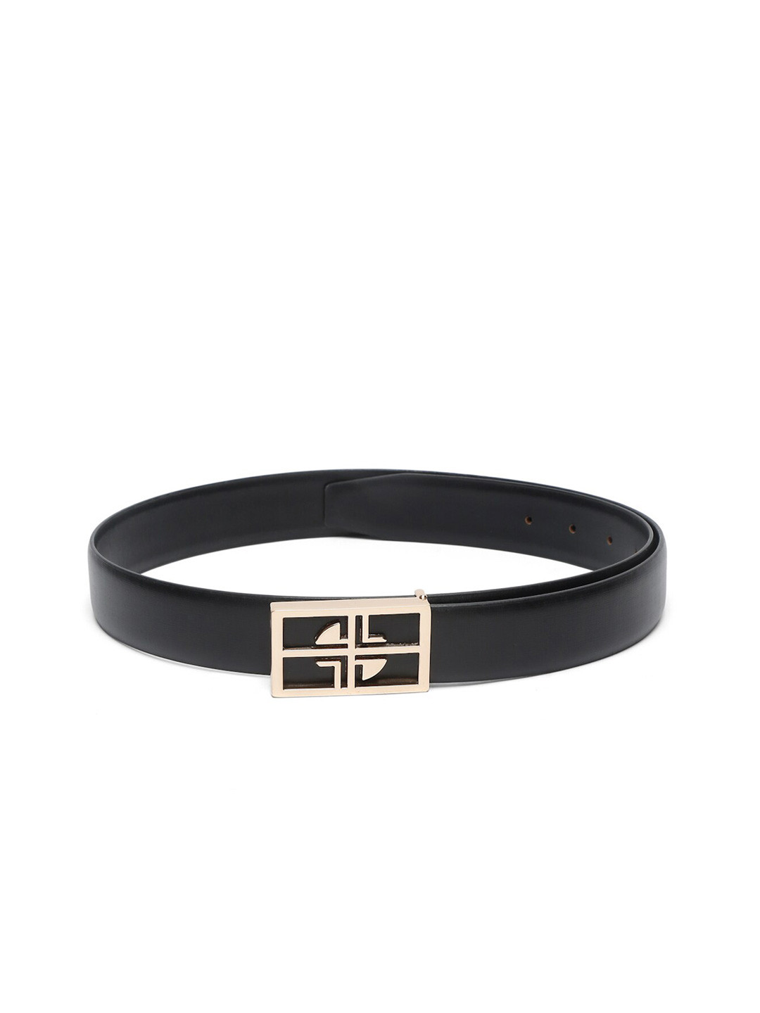 LOUIS STITCH Men Black Leather Formal Belt