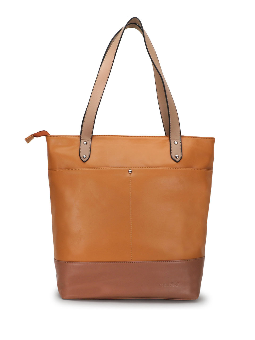 Spice Art Tan Colourblocked PU Structured Shoulder Bag