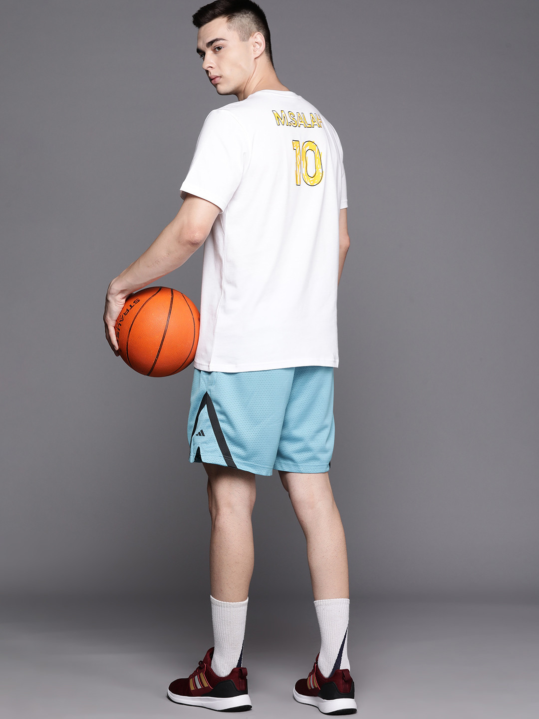 ADIDAS Pure Cotton M. SALAH Typography Printed Football T-shirt