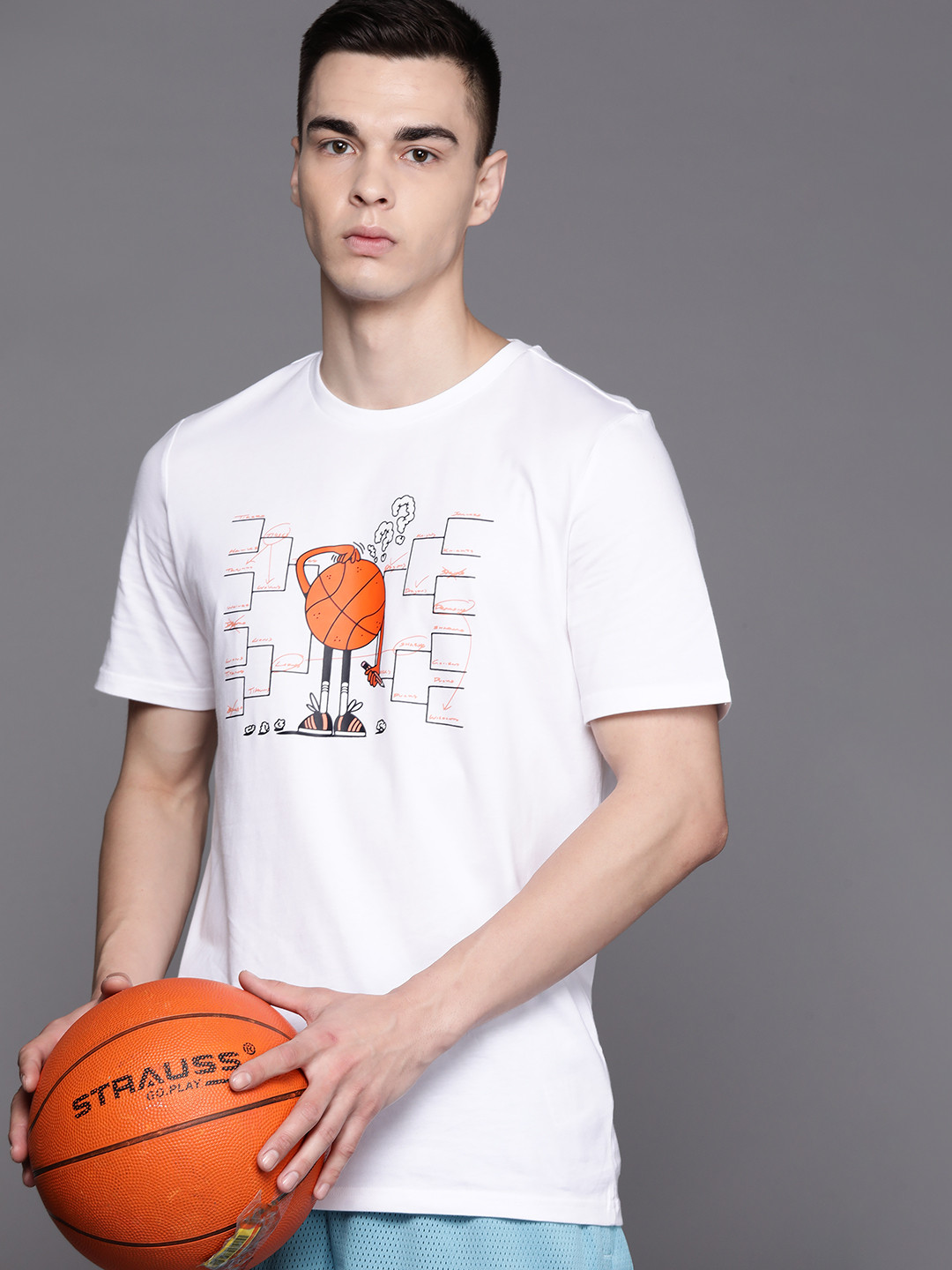 ADIDAS Originals Sustainable Pure Cotton Graphic Printed Basketball T-shirt