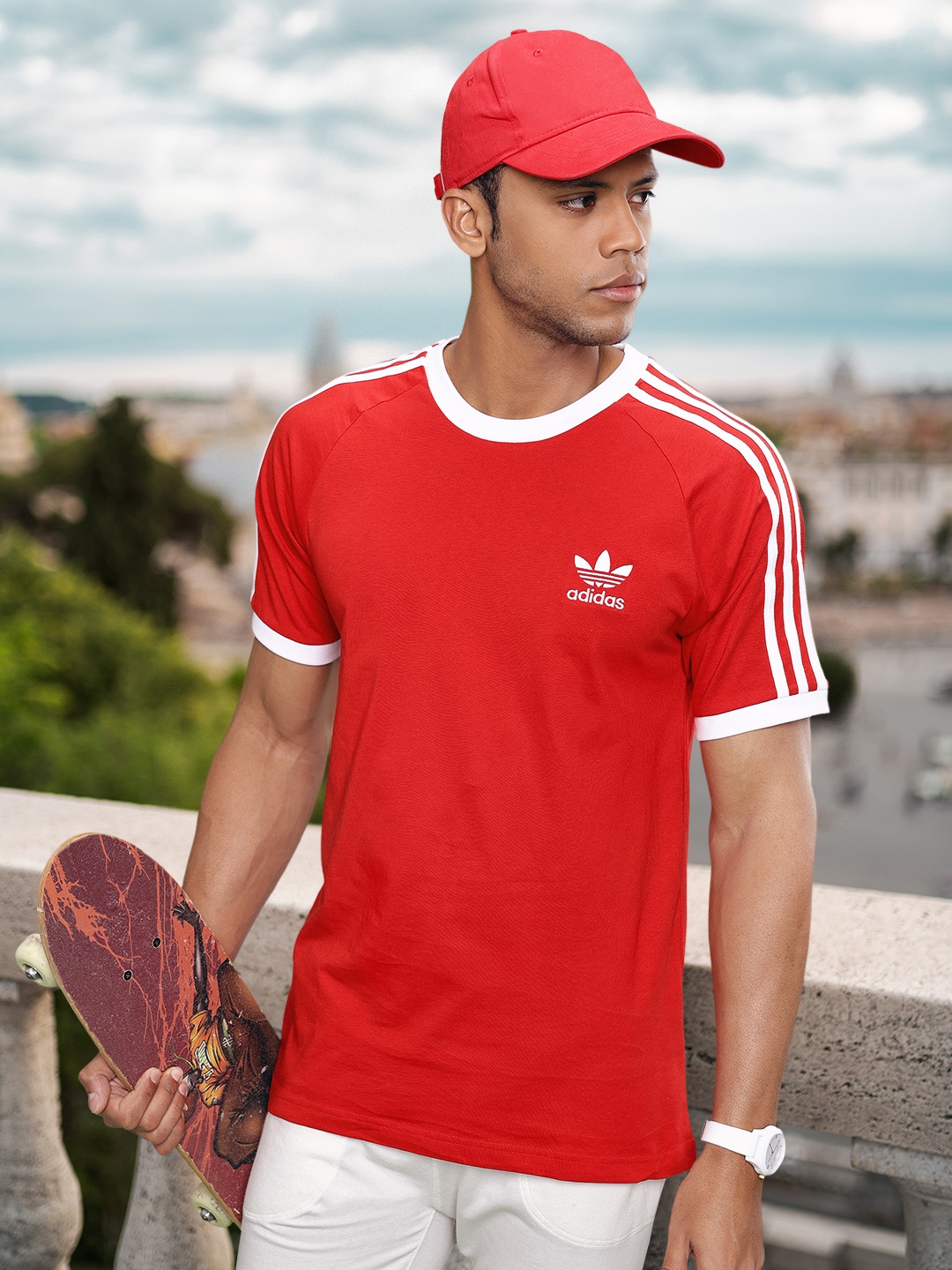 Red adidas shirt hot sale