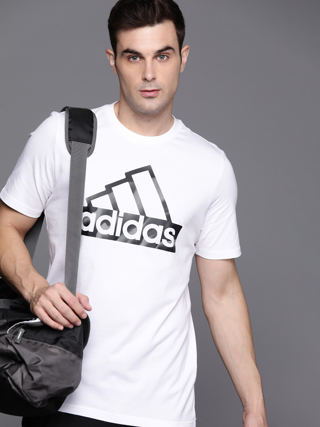 ADIDAS Men Future Pure Cotton Brand Logo Print T-shirt