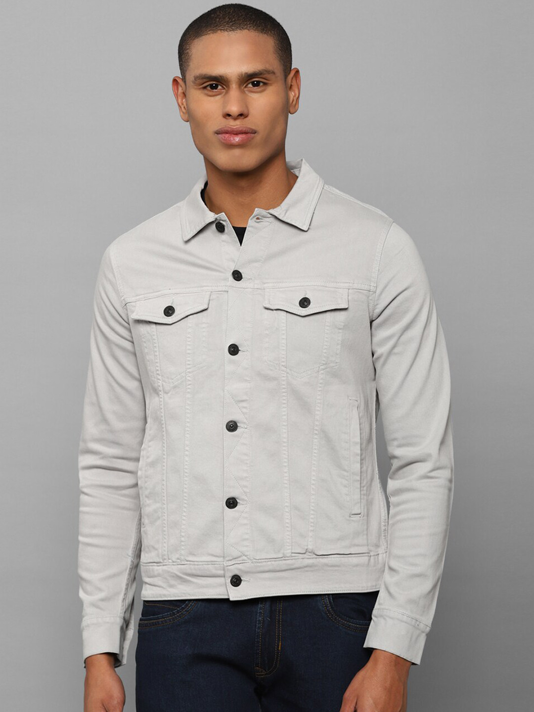 Allen Solly Sport Men Grey Denim Jacket