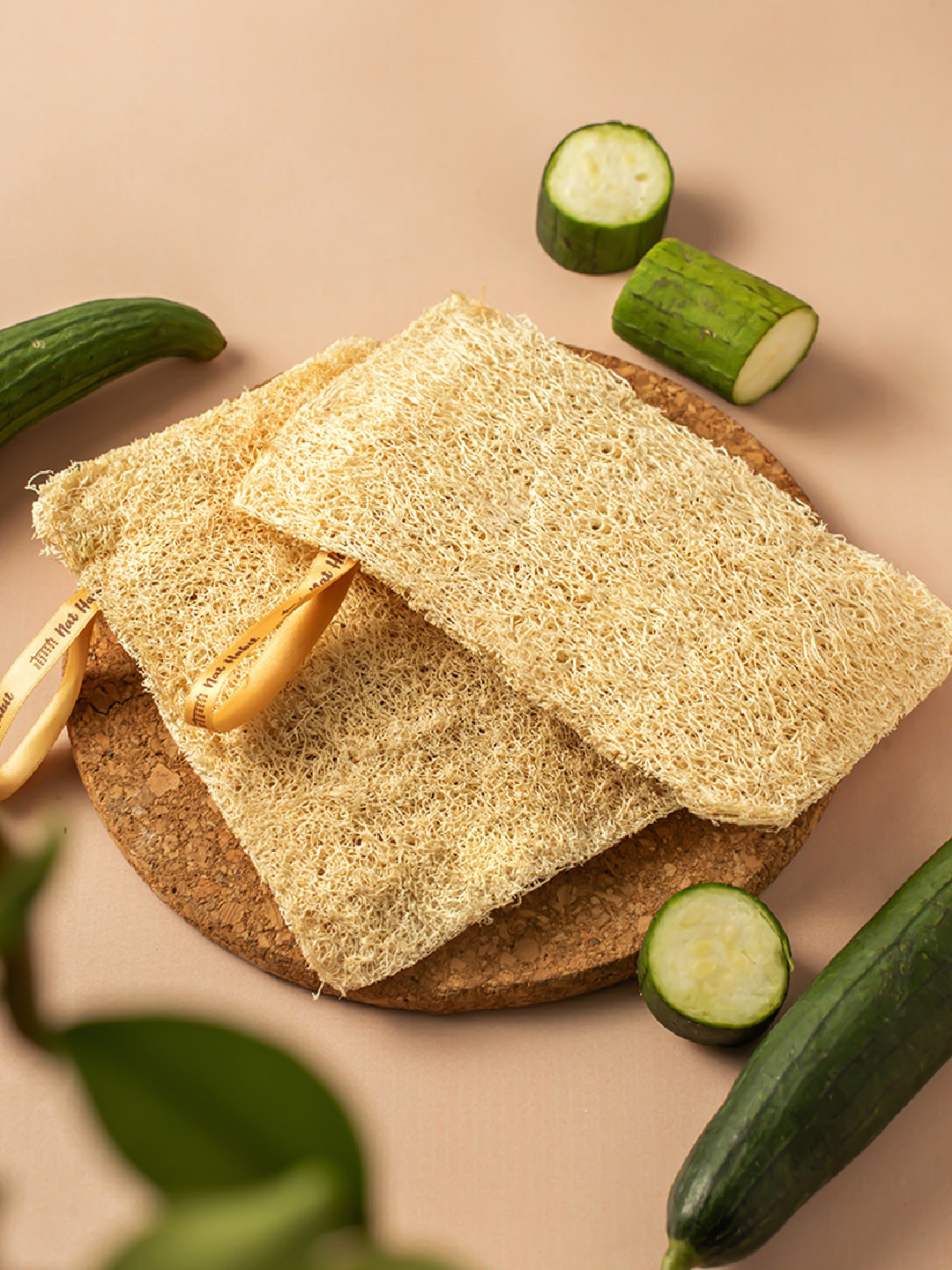 Nat Habit Set of 2 Natural Sun-Dried Loofah Body Sponge & Scrubber for Exfoliation