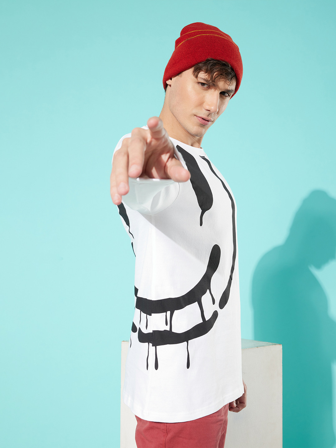 Difference of Opinion Men White Printed Pure Cotton Oversized T-shirt