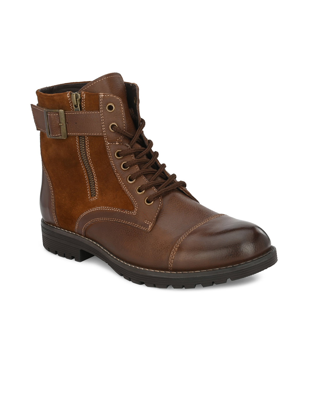Harrytech London Men Tan Colorblocked Leather Boots
