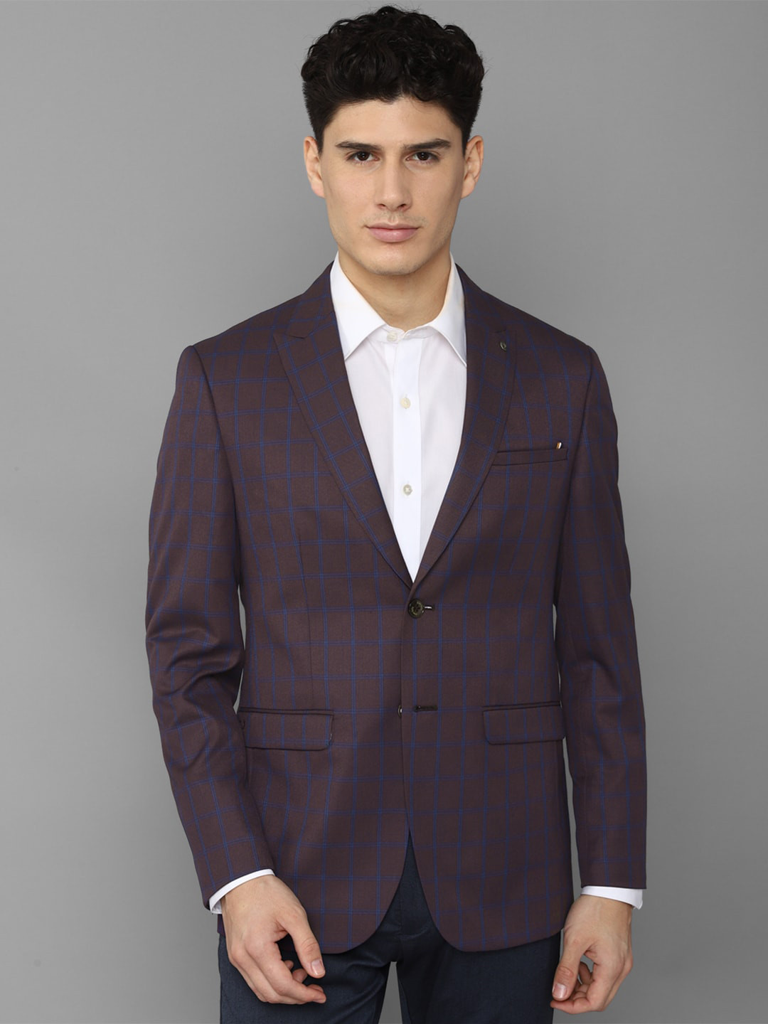 Allen Solly Men Grey Checked  Blazers