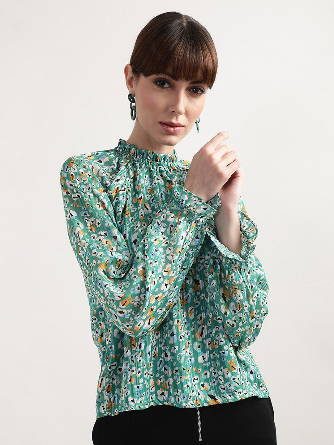 CENTRESTAGE Women Green Printed Top