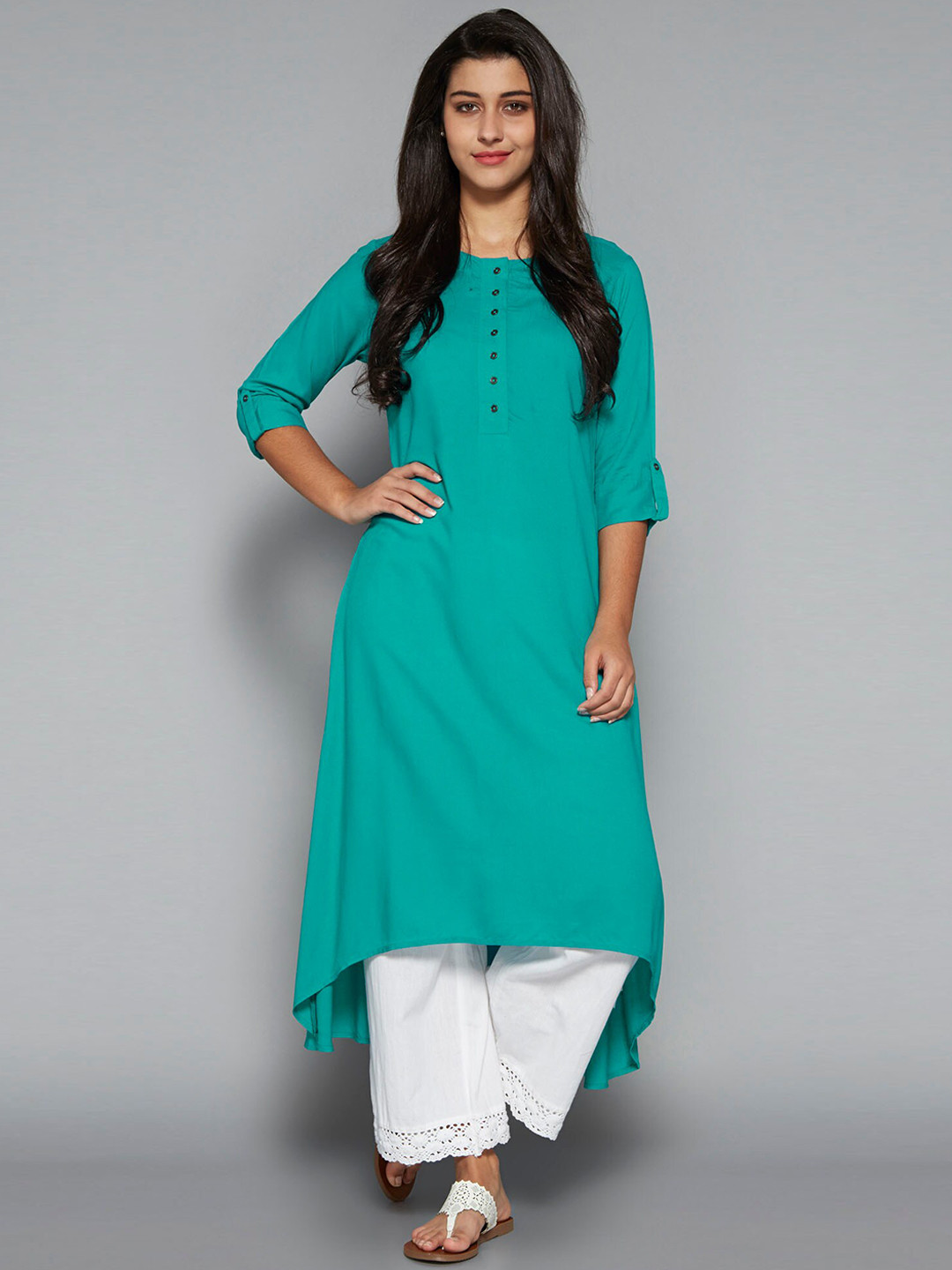Pistaa Women Turquoise Blue Kurta