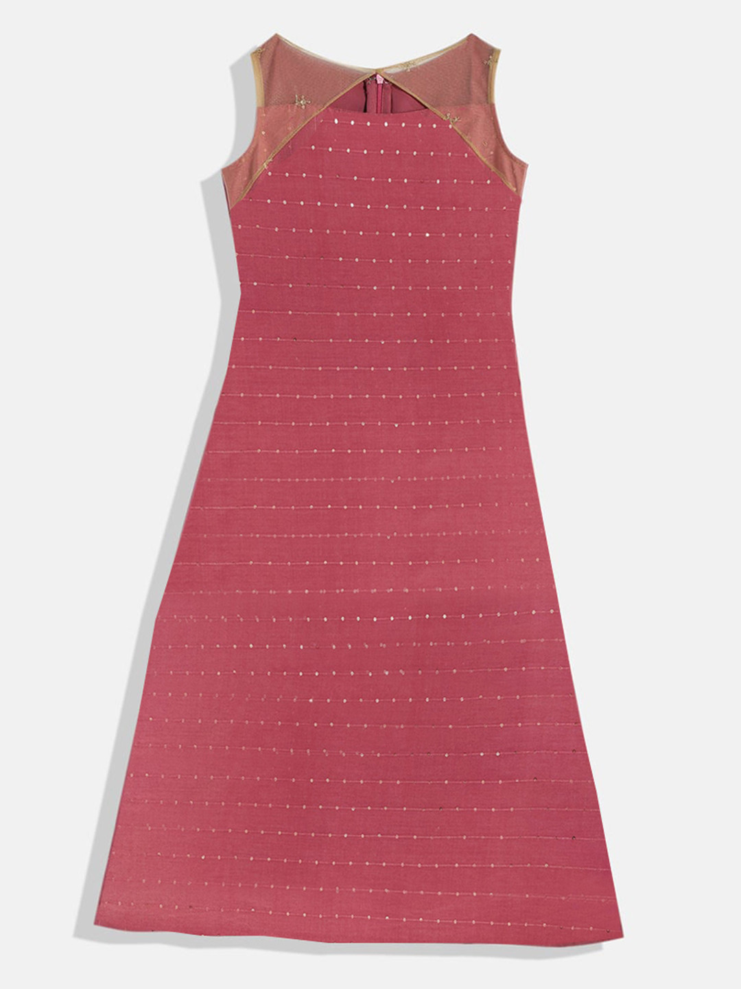 Ethnovog Girls Maroon Embellished A-Line Maxi Dress