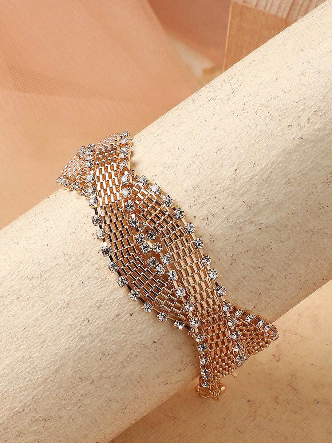 SOHI Women Gold-Toned & White Gold-Plated Wraparound Bracelet