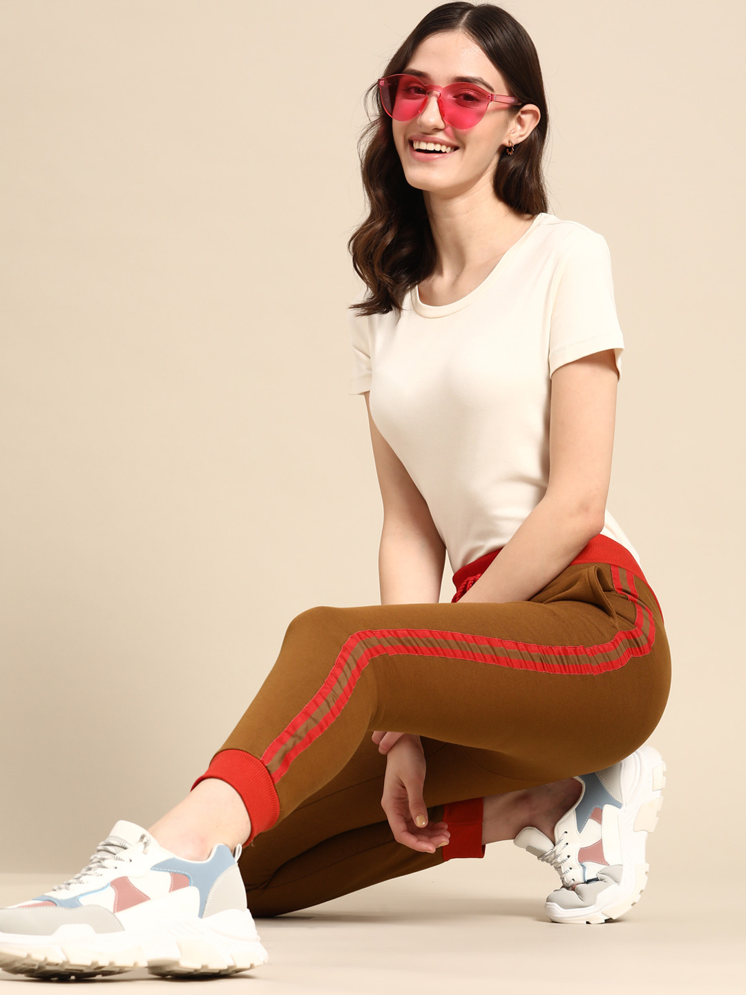 United Colors of Benetton Women Brown Solid Joggers