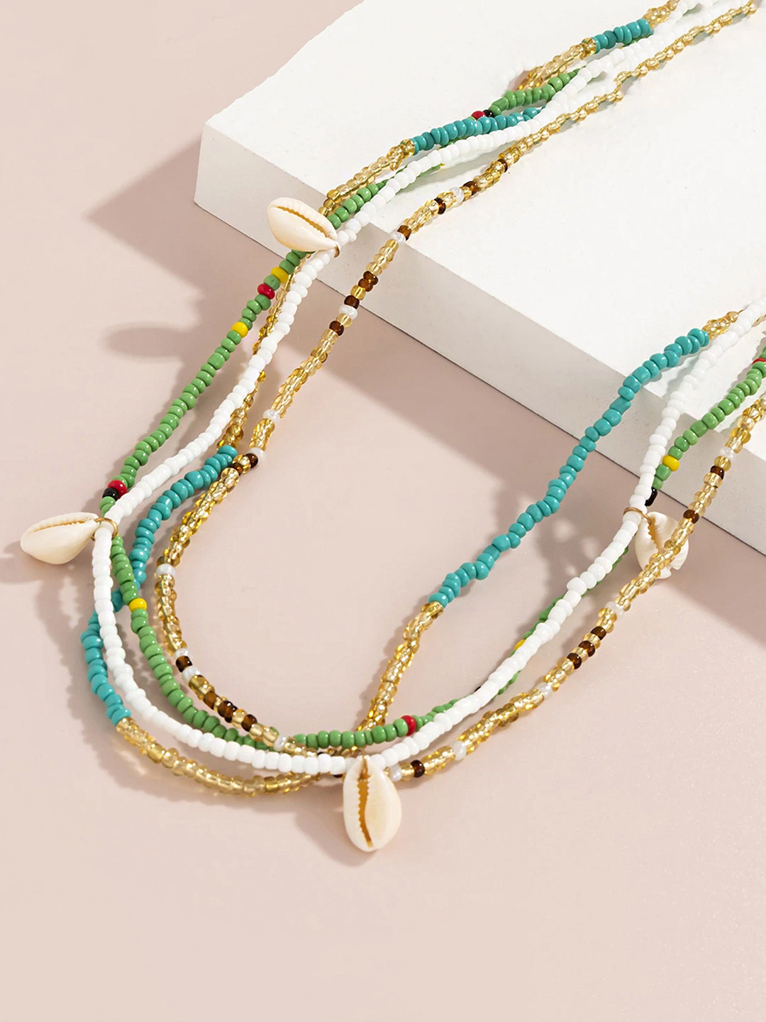 Yellow Chimes Women Multicolor Beads studded Shel designed Multilayer waist chain