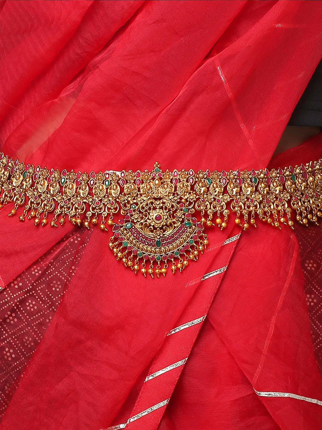 Yellow Chimes Gold Plated Multicoloured Artificial Beads Studded Bridal Saree Kamarbandh